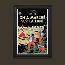 Tintin plakat 70x50 cm  "De første Skridt på Månen"